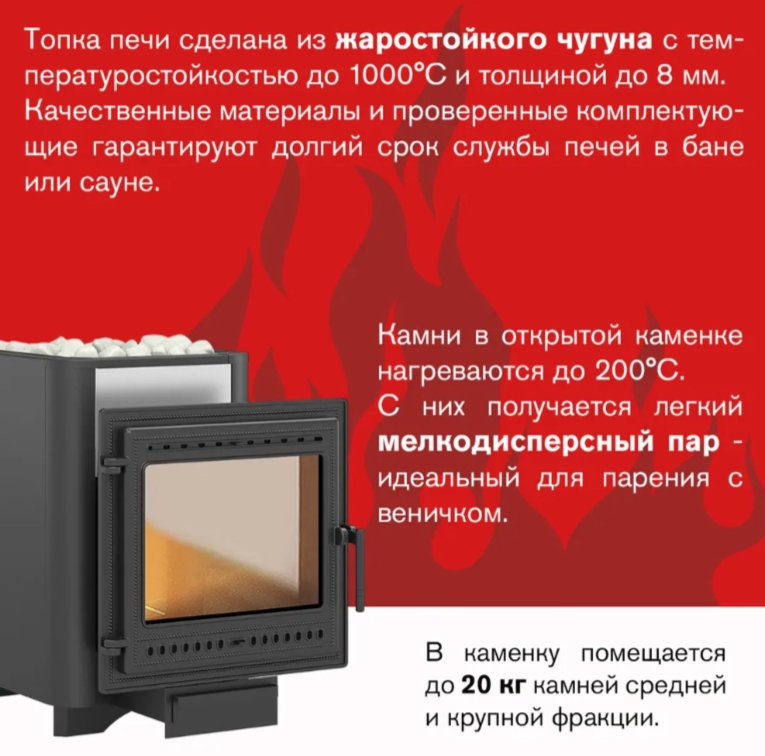 Дровяная печь Везувий Сенсация 22 Антрацит (505) фото#4