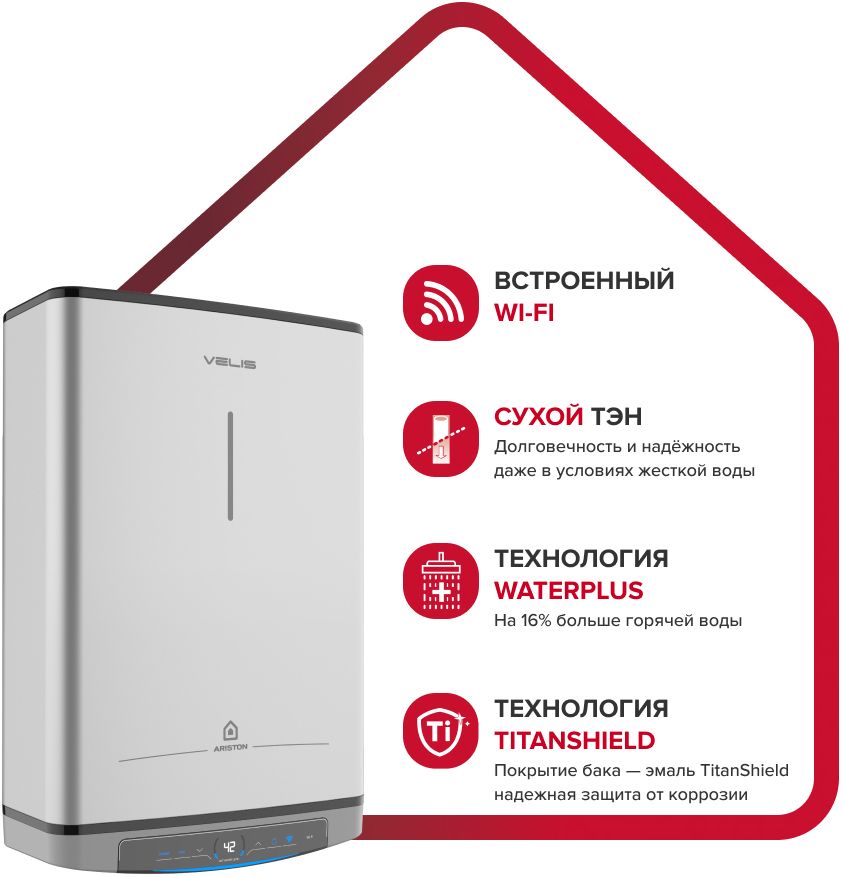 Электрический накопительный водонагреватель Ariston VELIS LUX ABSE DRY WIFI 100 фото#5