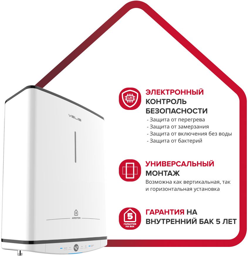 Электрический накопительный водонагреватель Ariston VELIS TECH ABSE DRY 80 фото#5