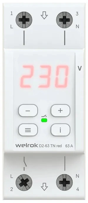 Реле напряжения Welrok D2-63 TN red