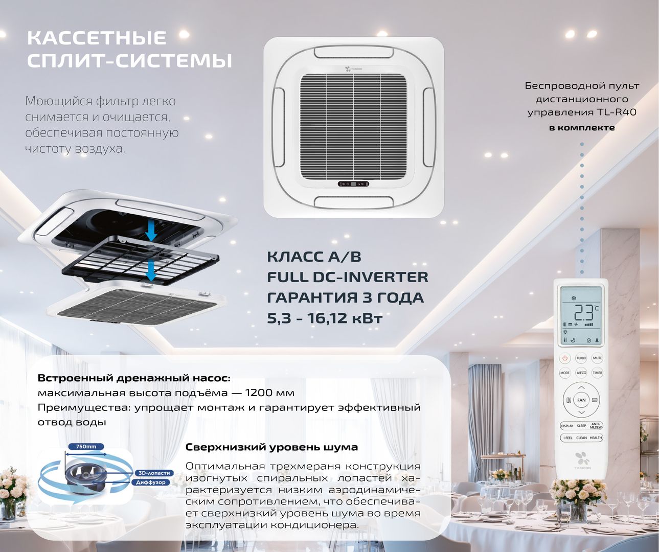 Кассетный кондиционер Thaicon TL-PC100-FR/TL-PO100-FR/TLCP-02 фото#7