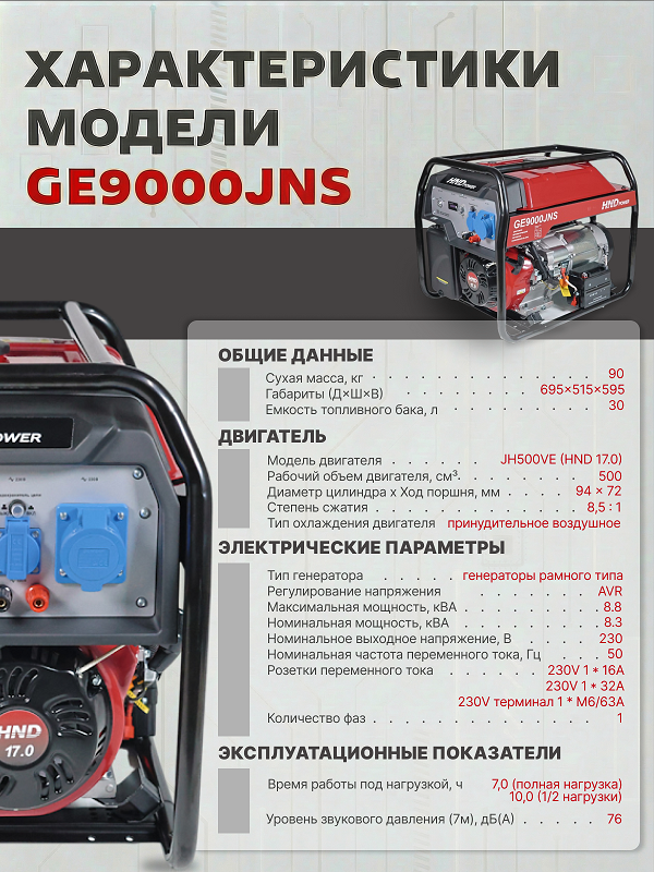 Бензиновый генератор HND GE 9000 JNS фото#14