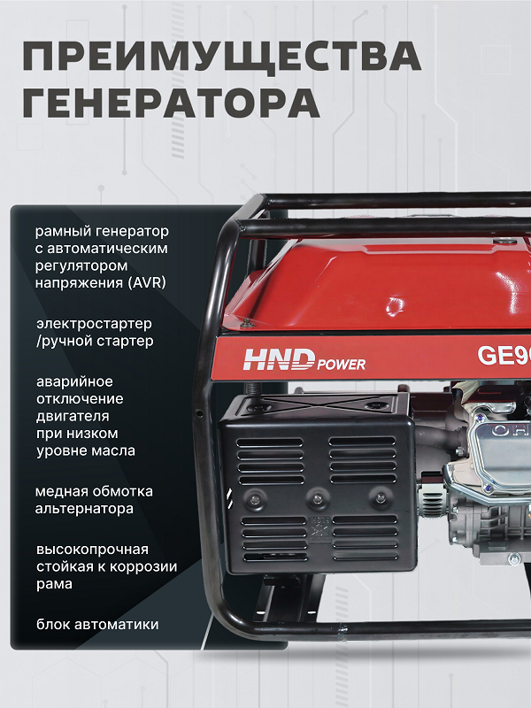 Бензиновый генератор HND GE 9000 JNS ATS фото#15