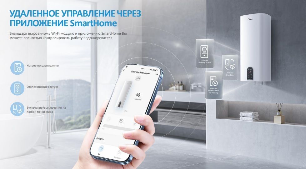 Электрический накопительный водонагреватель Midea MWH50-20SQD-OCEAN фото#3