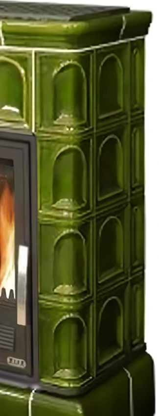 Дровяная печь ABX Britania LPI кафельный цоколь, зеленая фото#2