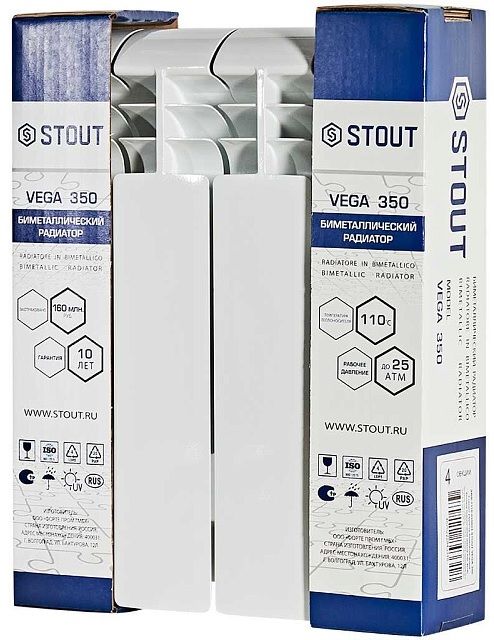 Биметаллический радиатор STOUT VEGA BM 350 4 секции фото#4