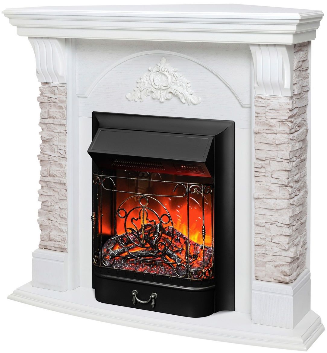 Угловой электрокамин Real-Flame ATHENA CORNER STD/25,5 WT-511 с очагом MAJESTIC LUX RC фото#5