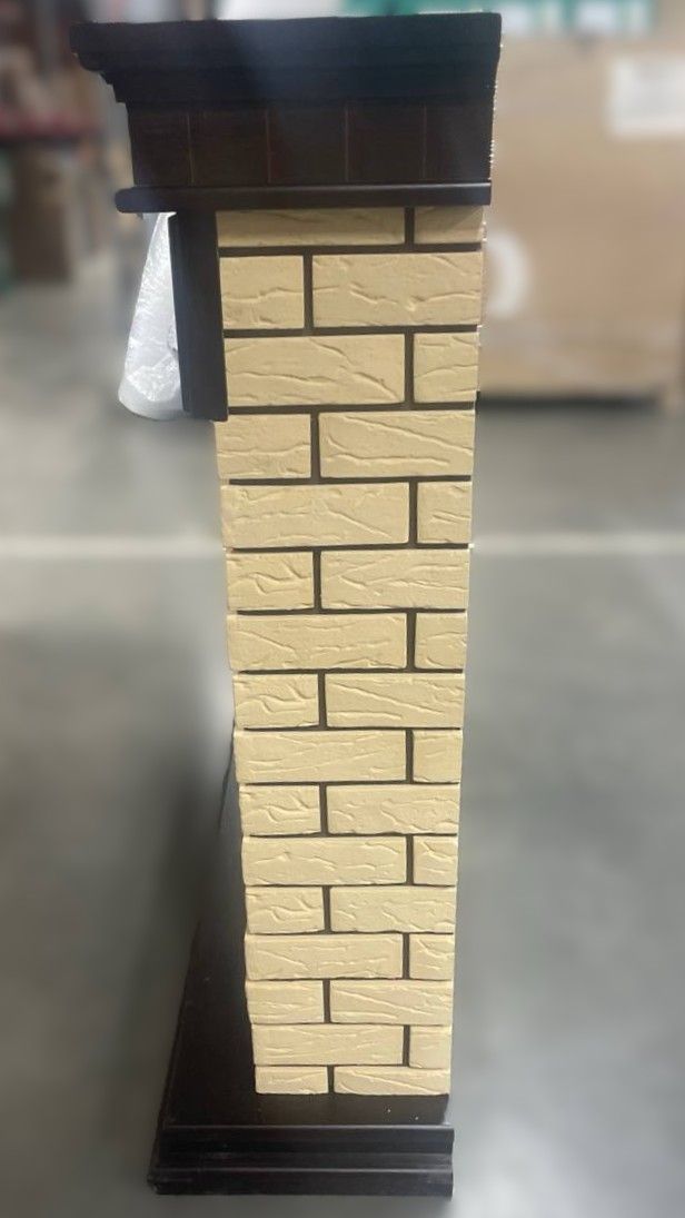 Классический портал для камина Firelight Bricks Classic кирпич Бежевый/шпон Тёмный дуб уцененный фото#6
