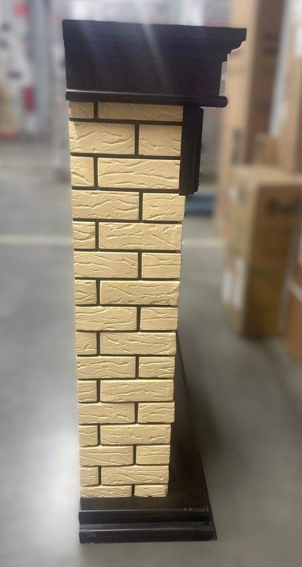 Классический портал для камина Firelight Bricks Classic кирпич Бежевый/шпон Тёмный дуб уцененный фото#7