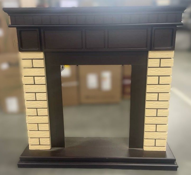 Классический портал для камина Firelight Bricks Classic кирпич Бежевый/шпон Тёмный дуб уцененный фото#3