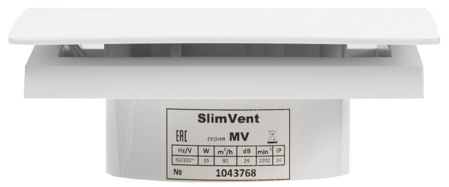 Вытяжка для ванной диаметр 100 мм SlimVent МV 100, пластик овал белый матовый фото#4