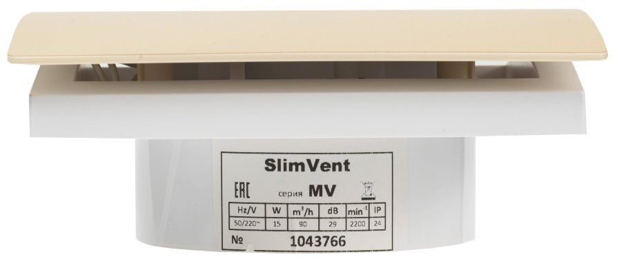 Вытяжка для ванной диаметр 100 мм SlimVent МV 100, пластик овал бежевый матовый фото#4