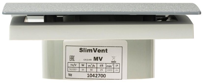 Вытяжка для ванной диаметр 100 мм SlimVent МV 100, пластик овал серый матовый фото#4