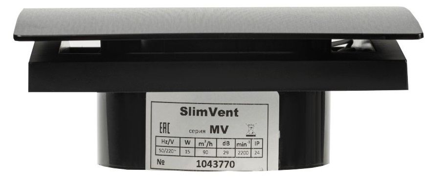 Вытяжка для ванной диаметр 100 мм SlimVent МV 100, пластик овал шлифованный черный фото#4