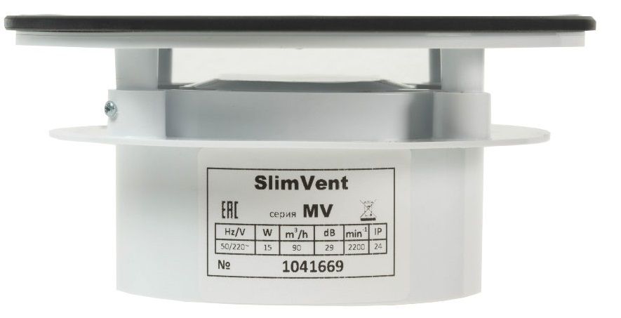 Вытяжка для ванной диаметр 100 мм SlimVent МV 100, стекло круг серый матовый фото#4