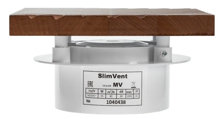 Вытяжка для ванной диаметр 100 мм SlimVent МV 100, натуральное дерево, 19 видов фото#3