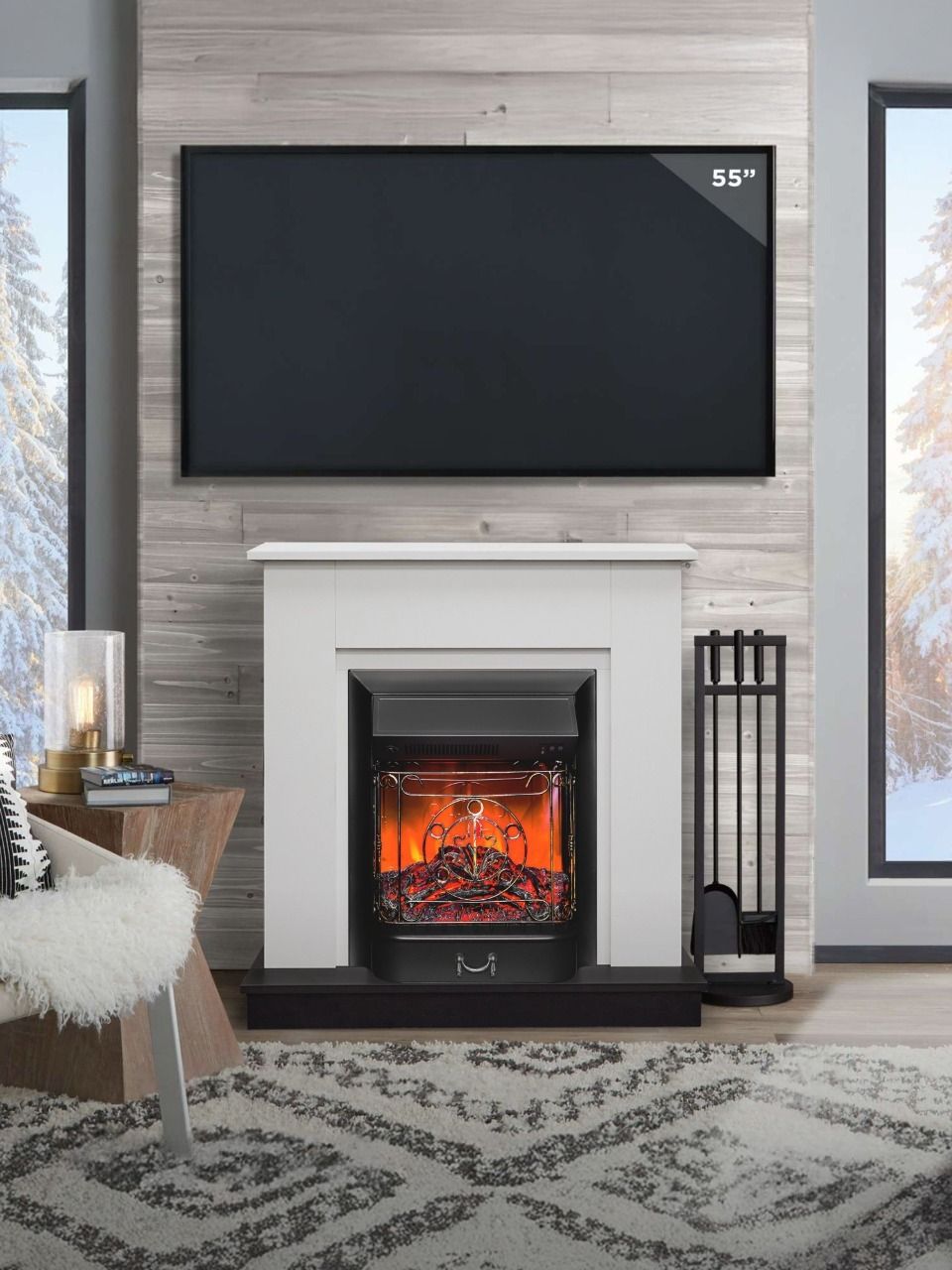 Электрокамин с классическим очагом 2D Real-Flame  АСТИ STD WT-LCB510/BL-LCB917 с очагом MAJESTIC LUX фото#15