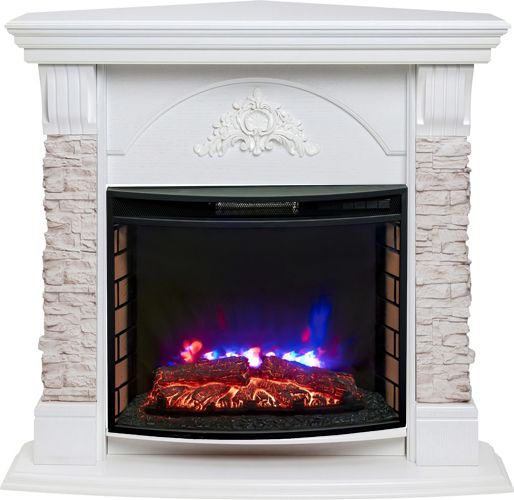 Электрокамин с широким очагом 2D Real-Flame ATHENA CORNER STD/25,5 WT-511 с очагом QUEEN 25.5