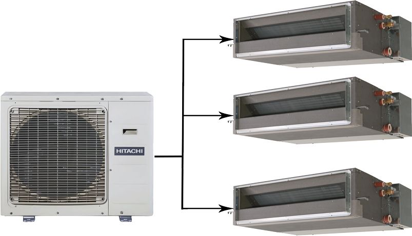 Мульти сплит-система Hitachi RAM-110NP5E/2xRAD-25RPE/RAD-50RPE