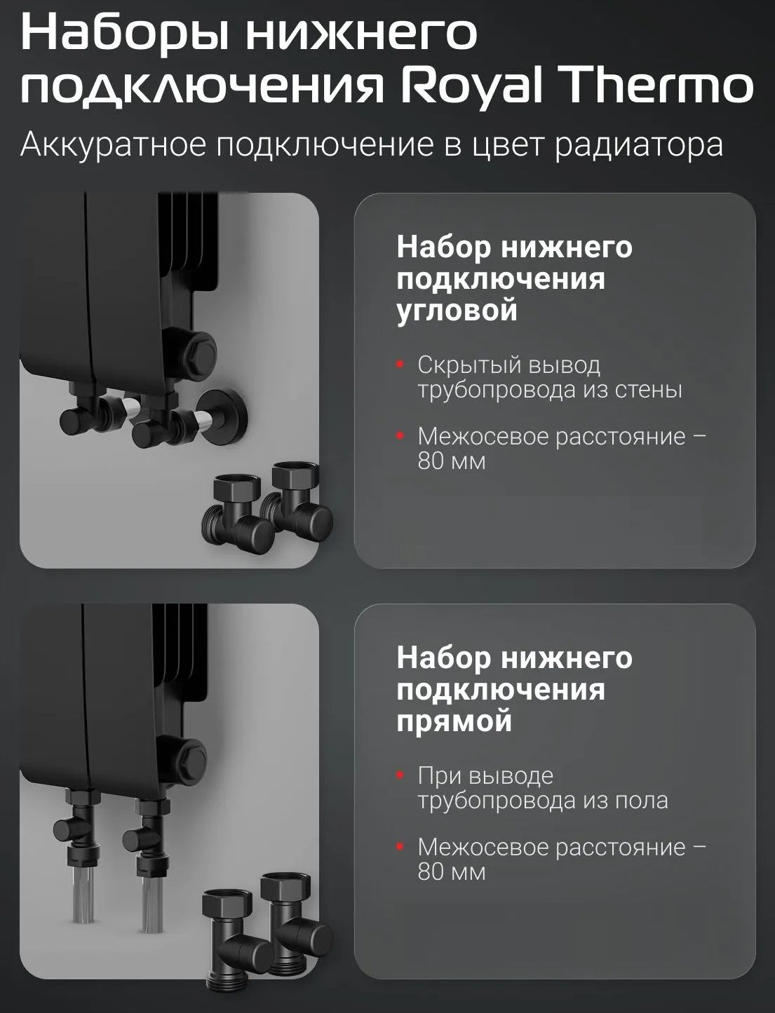 Биметаллический радиатор Royal Thermo Eclipse 500 Чёрный VR80 - 6 секц. фото#13