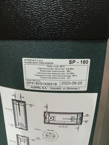 Бойлер косвенного нагрева для дома Kospel SP-180 уценённый фото#8