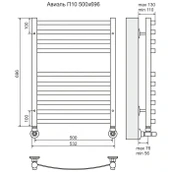 Водяной полотенцесушитель Terminus Авиэль П10 500х800 фото#3