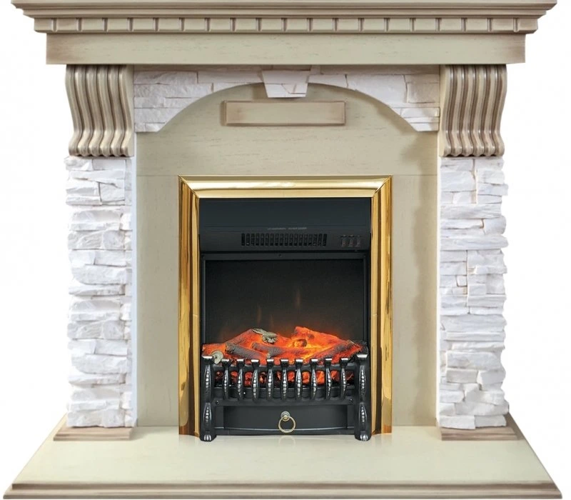 Электрокамин Royal Flame Dublin арочный сланец крем с очагом Fobos (Слоновая кость)
