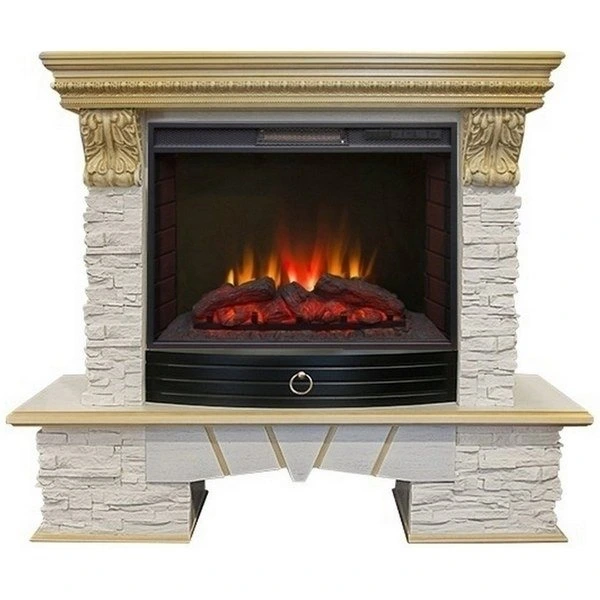 Электрокамин Real-Flame Rockland LUX 25/25,5 WT-619G с очагом Sparta 25,5 LED