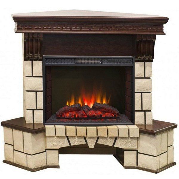 Электрокамин Real-Flame Stone Corner 25/25,5 AO-217 с очагом Sparta 25,5 LED угловой