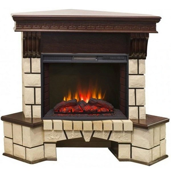 Электрокамин Real-Flame Stone Corner 25/25,5 AO-217 с очагом Sparta 25,5 LED