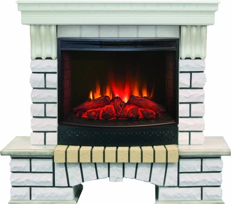 Электрокамин Real-Flame Country 25/25,5 WT с очагом Evrika 25,5 LED