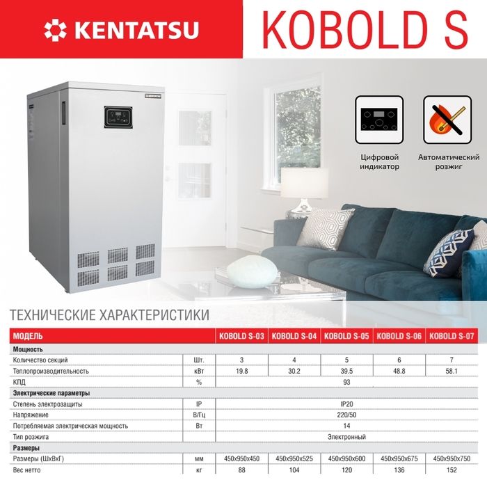 Напольный газовый котел Kentatsu Kobold S-06 фото#2
