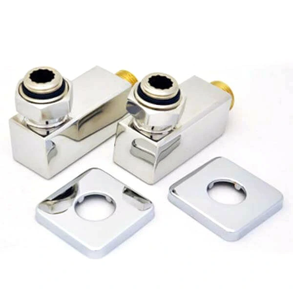 Комплект уголков квадратных с накидной гайкой Grota 1/2"x3/4" полированные