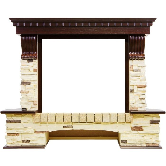 Широкий портал Royal Flame Pierre Luxe сланец под очаг Jupiter FX New (темный дуб)