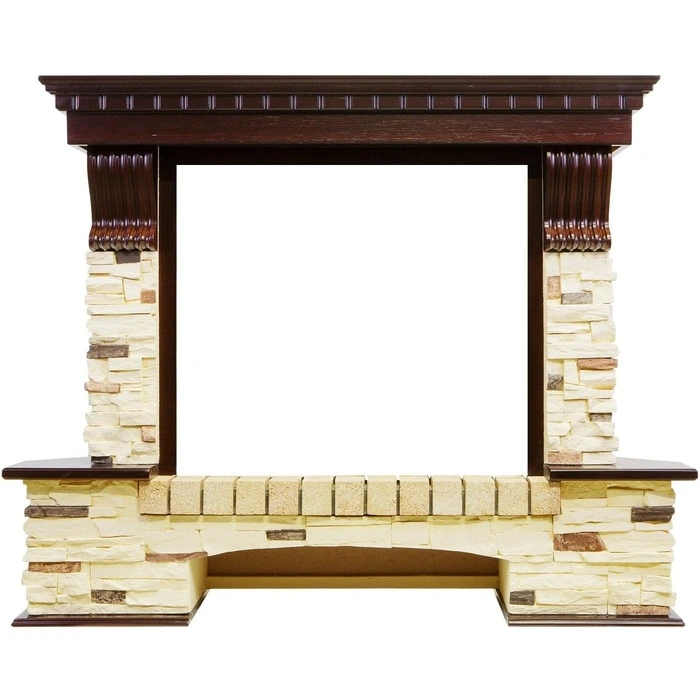 Широкий портал Royal Flame Pierre Luxe сланец под очаг Jupiter FX New (темный дуб)