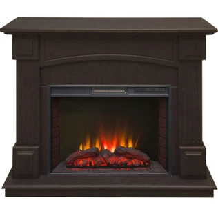 Пристенный электрокамин со звуковым эффектом Real-Flame Carolina 25,5 DN с очагом Sparta 25,5 LED цвет арабика