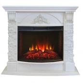 Камин белый электрический Real-Flame Athena 25/25,5 WT с очагом Evrika 25,5 LED пристенный со звуком