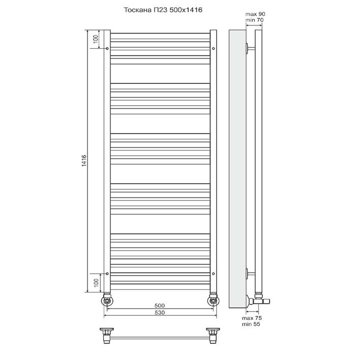 Водяной полотенцесушитель Terminus Тоскана П23 500х1400 фото#3