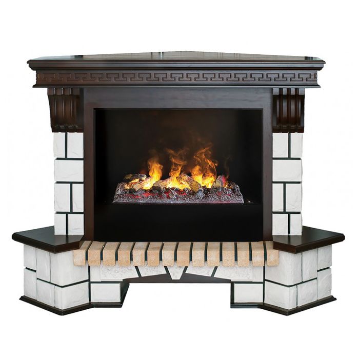 Электрокамин Real-Flame Stone Corner 26/HL AO-217 с очагом 3D CASSETTE 630 Black Panel