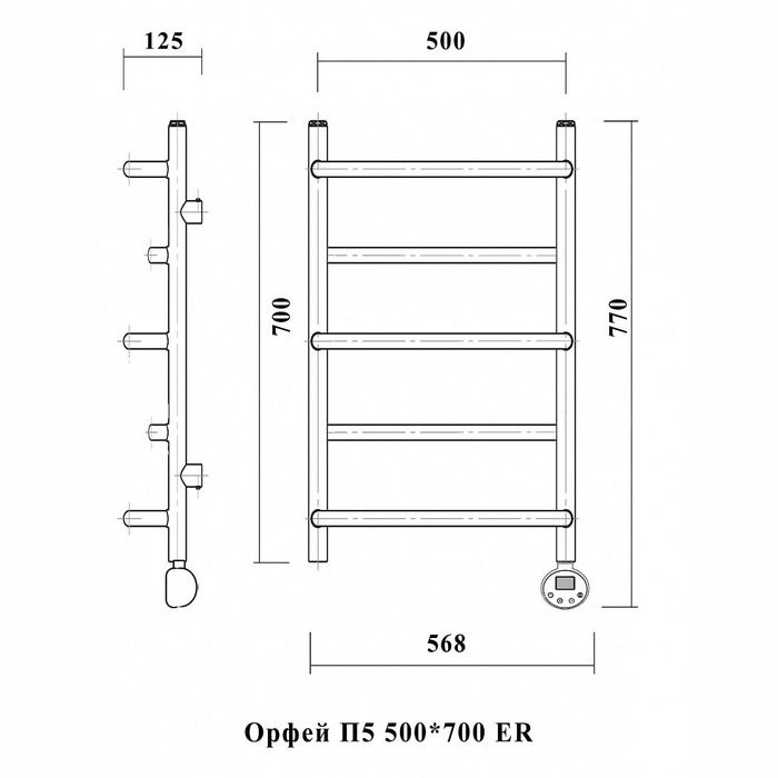 Электрический полотенцесушитель лесенка Domoterm Орфей П5 500*700 АБР ER фото#4