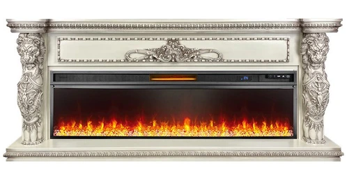 Линейный электрокамин Royal Flame Windsor 60 (cлоновая кость с темной патиной) с очагом Vision 60 LED