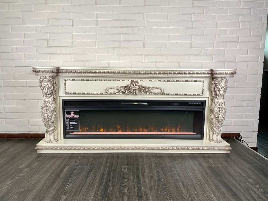Линейный электрокамин Royal Flame Windsor 60 (cлоновая кость с темной патиной) с очагом Vision 60 LED фото#3