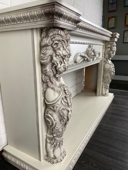 Линейный электрокамин Royal Flame Windsor 42 (слоновая кость с темной патиной) с очагом Vision 42 LED фото#2