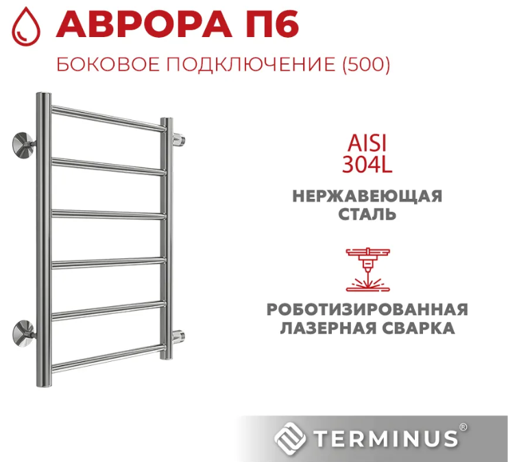 Водяной полотенцесушитель Terminus Аврора П6 400х600 бп500 фото#4