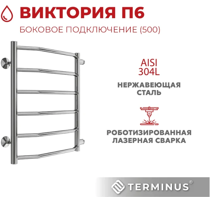 Водяной полотенцесушитель Terminus Виктория П6 500х600 бп500 фото#3