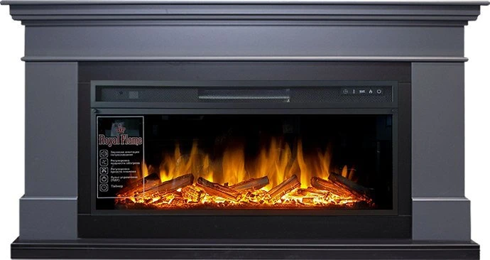 Линейный электрокамин Royal Flame California Graphite Grey (серый графит) с очагом Vision 42 LOG LED