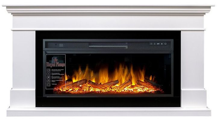 Линейный электрокамин Royal Flame California (белый) с очагом Vision 42 LOG LED