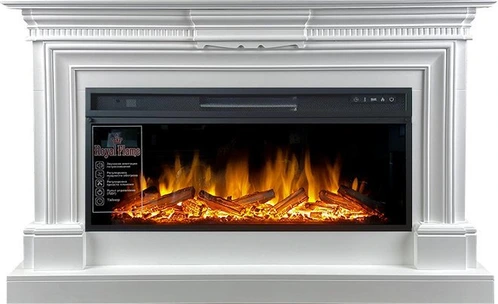 Линейный электрокамин Royal Flame Chelsea (белый) с очагом Vision 42 LOG LED