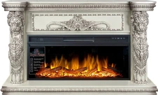 Линейный электрокамин Royal Flame Windsor 42 (слоновая кость с темной патиной) с очагом Vision 42 LOG LED