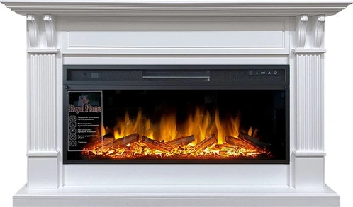 Линейный электрокамин Royal Flame Cardiff (белый) с очагом Vision 42 LOG LED